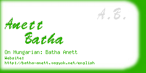 anett batha business card